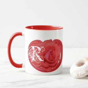 Monogram Initials Rose Flower Personalised Mug