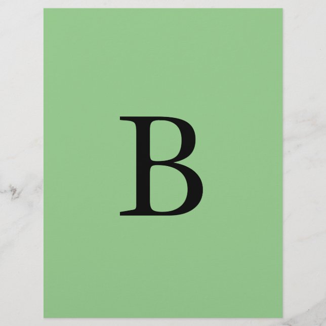 Monogram Initials Sage Green Colourful Custom Name Custom Letterhead (Front)