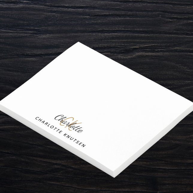 Monogram initials script white black post-it notes (Creator Uploaded)