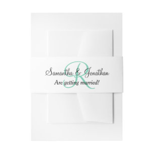Monogram Initials Seafoam Green Wedding Invitation Belly Band