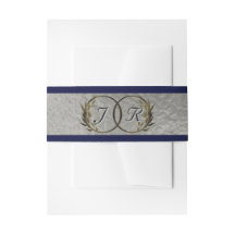 Monogram Initials Silver Ribbon Wedding