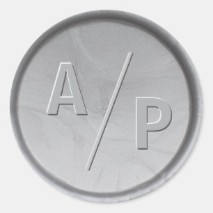 Monogram Initials Silver Wax Seal Sticker