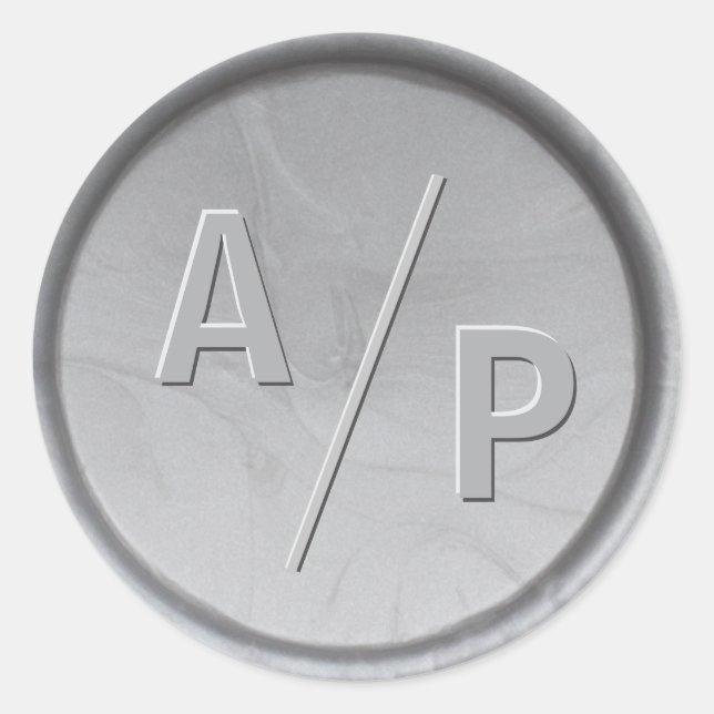 Monogram Initials Silver Wax Seal Sticker (Front)