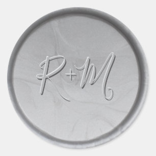 Monogram Initials Silver Wax Seal Sticker