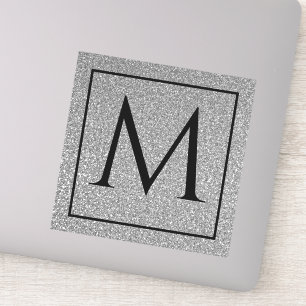 Monogram Initials Silvery Grey Glitter Custom Name