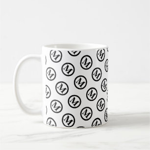 Monogram initials simple black and white coffee mug