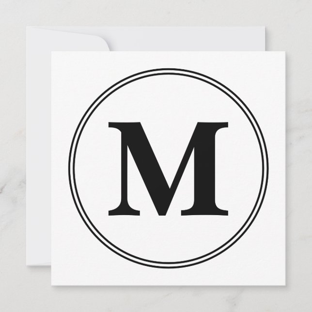 Monogram initials simple black and white invitation (Front)