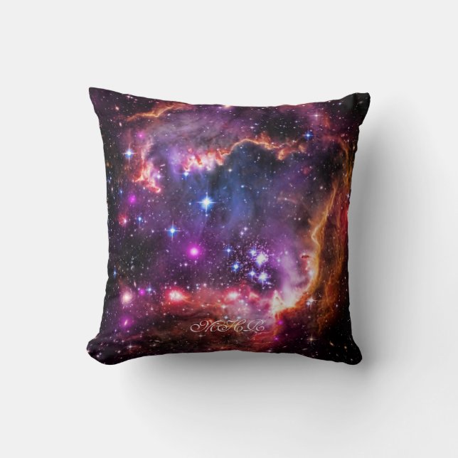 Monogram Initials Starry Aladdins Space Cave Cushion (Front)