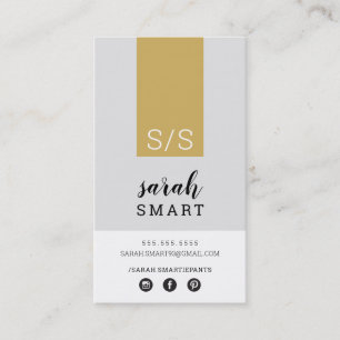 MONOGRAM INITIALS tab modern black old gold grey Business Card