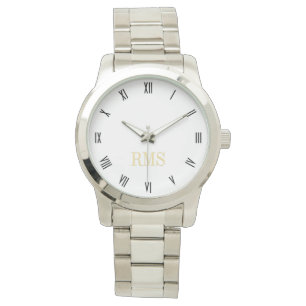 Monogram Initials Unisex Silver Bracelet Watch