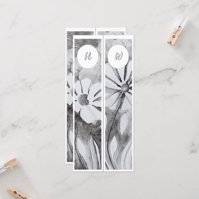 Monogram Initials Whimsical Two Bookmarks (Front/Back In Situ)