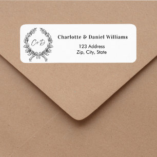 Monogram initials wreath wedding return address return address label