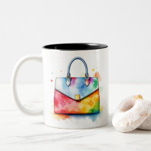 Monogram Inspired Watercolor Bag Two-Tone Coffee Mug