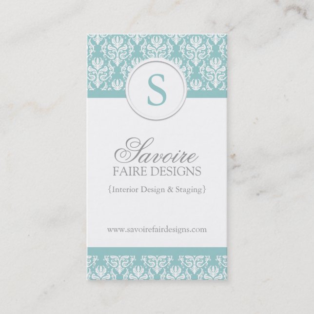 Monogram Interior Decorator Business Cards (Front)