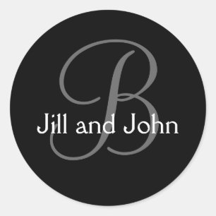 Monogram Intial Wedding Bride Groom Names Sticker