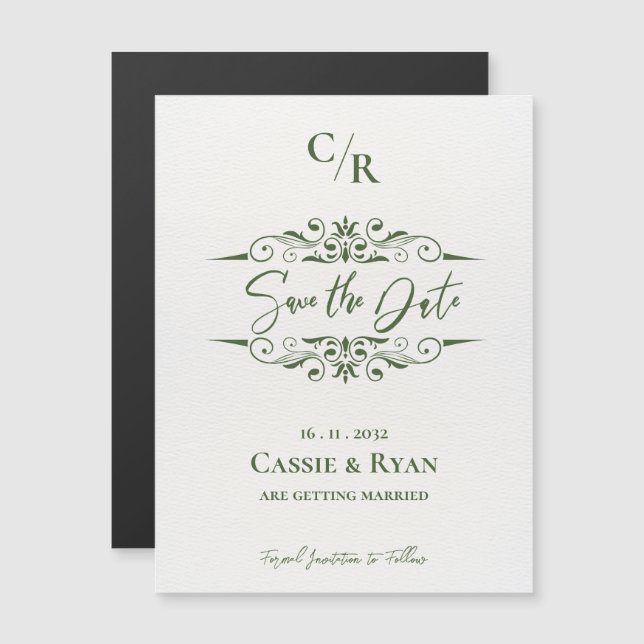 Monogram Intricate Design Wedding Save the Date (Front/Back)