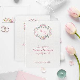 Monogram Intricate Floral Wedding Save the Date