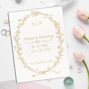 Monogram Intricate Ornate Design Frame Wedding Announcement Postcard