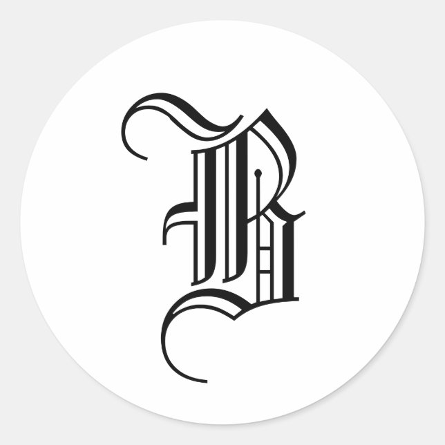 Monogram Invitation Seal "B"  Old English Black (Front)