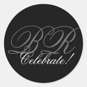Monogram Invitation Seal_ Celebrate! Classic Round Sticker