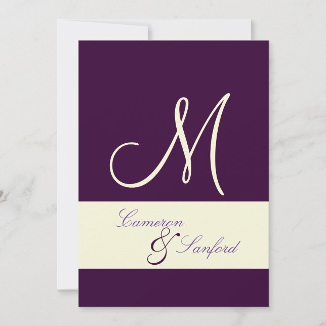Monogram/Invitations/plum/cream Invitation (Front)