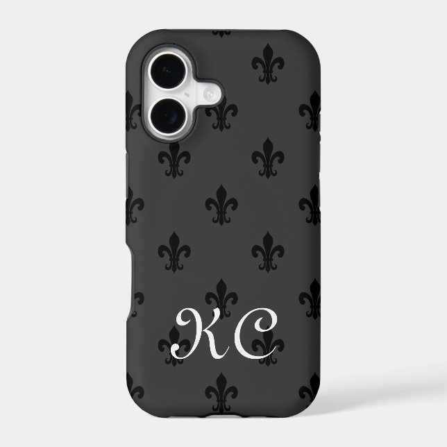 Monogram iPhone 11 case with fleur de lis pattern (Back)