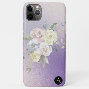 *~* Monogram Iridescent Pastel Lavender Floral iPhone 11 Pro Max Case