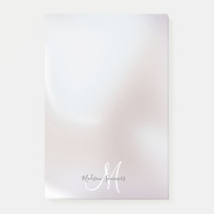 Monogram Iridescent Pearl Shimmer Post It Notes