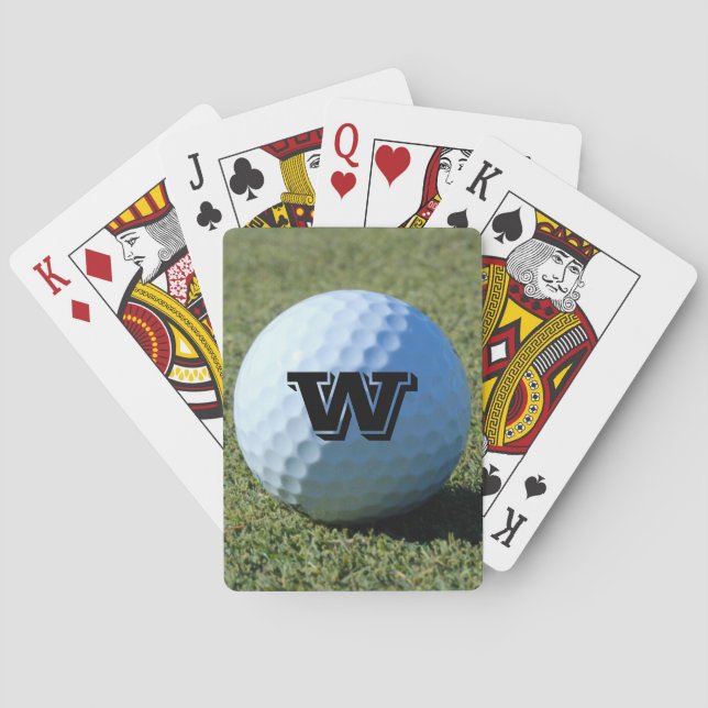 (Monogram - It) Golf Ball on Green close-up photo Playing Cards (Back)