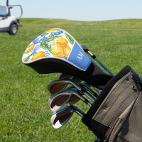 Monogram Italian Lemon Blue Tiles Pattern 