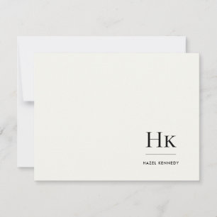 Monogram Ivory Simple Monogrammed Social Notecard