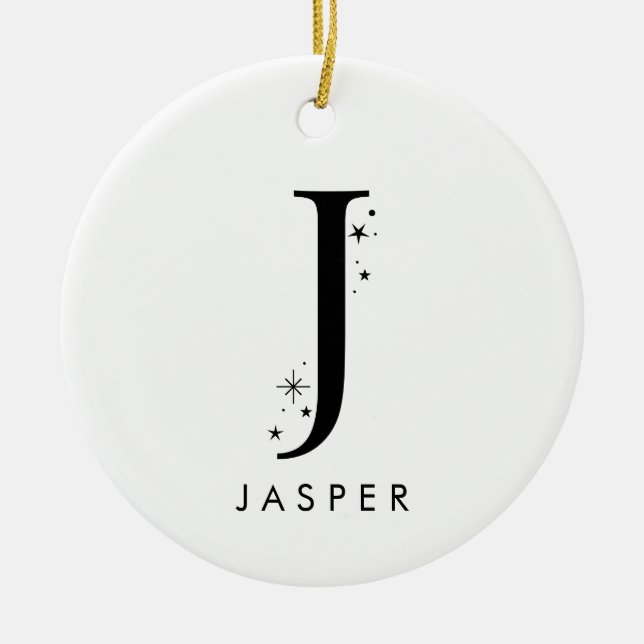 Monogram J Celestial Name  Ceramic Ornament (Front)