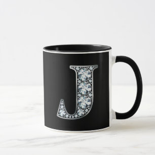 Monogram J Faux Diamond Mug