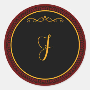 Monogram "J" gold-coloured script Classic Round Sticker