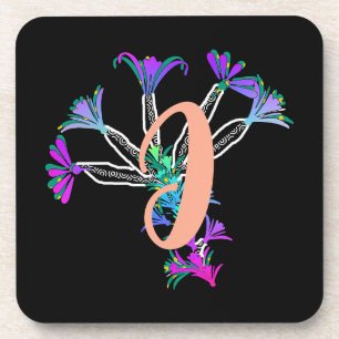 Monogram J Initial Beverage Coaster