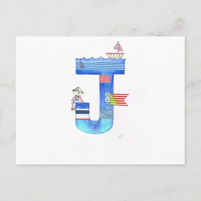 Monogram J pirate collection gift Postcard (Front)