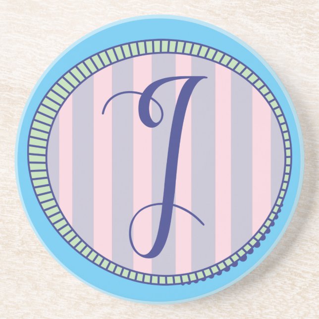 Monogram J Sandstone Coaster (Front)