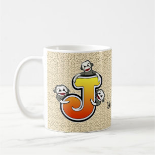 Monogram J Sock Monkey custom name Mug