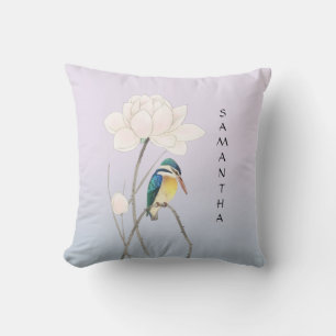 Monogram Japanese Vintage Kingfisher Cushion