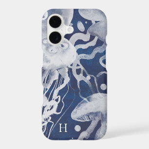 Monogram Jellyfish on Navy Background