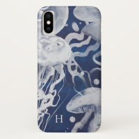 Monogram | Jellyfish on Navy Background