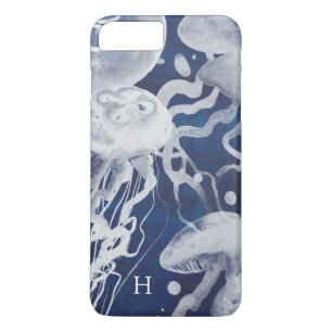 Monogram   Jellyfish on Navy Background iPhone 8 Plus/7 Plus Case