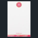 MONOGRAM jewish star bold block coral pink gold Stationery<br><div class="desc">by kat massard >>> www.simplysweetpaperie.com <<<</div>