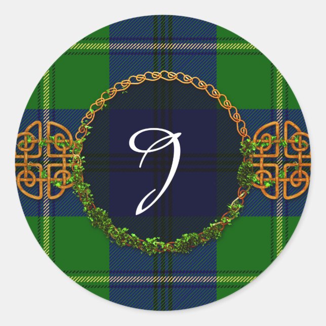 Monogram Johnston Tartan Classic Round Sticker (Front)