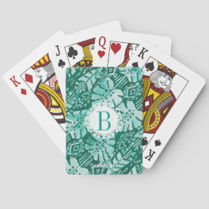 Monogram JUNGLE IKAT Hawaiian Green Tropical Playing Cards