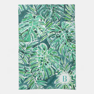Monogram JUNGLE VIBES Green Tropical Monstera Tea Towel