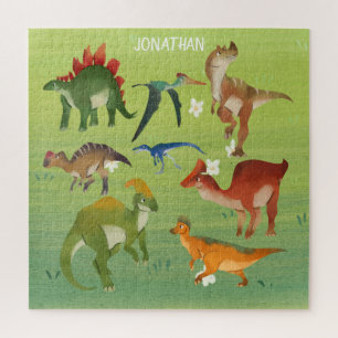 Monogram Jurassic in the wild nature greenery cute Jigsaw Puzzle