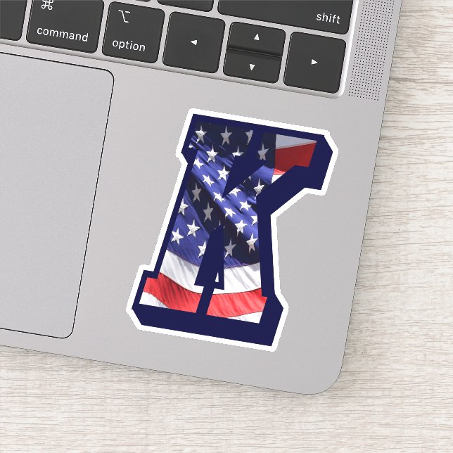 Monogram K American Flag Letter K Initial USA (Detail)