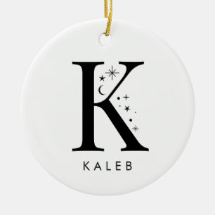 Monogram K Celestial Name  Ceramic Ornament