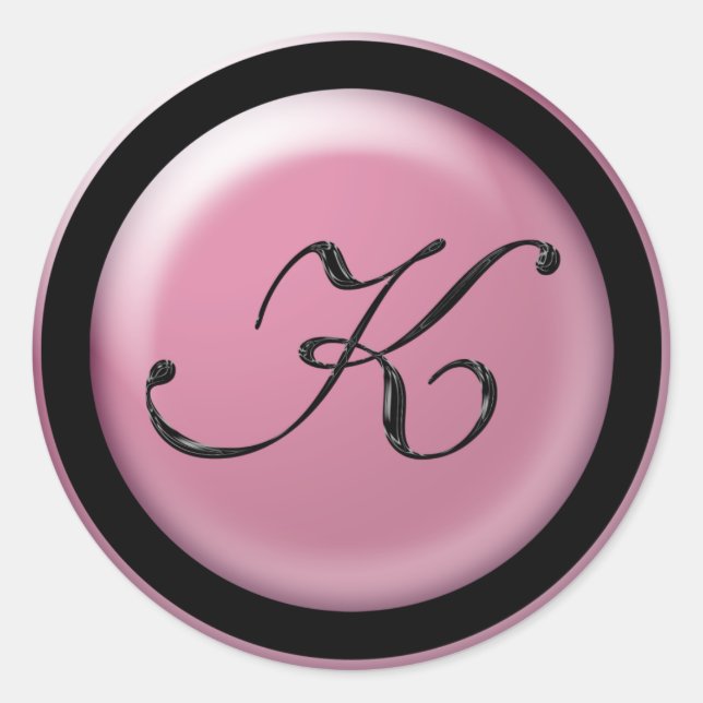 Monogram K Classic Round Sticker (Front)